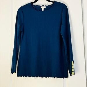 Matilda Jane Navy Green Enchanted Garden Ribbed Long Sleeve Women’s Size Medium